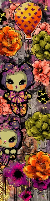 Free kawaii cats bookmark featuring red and orange kawaii cats